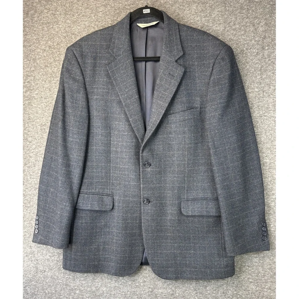 Pronto Uomo Mens 42R Blazer Wool Cashmere Luxury Fabric Made in Italy Plaid Gray